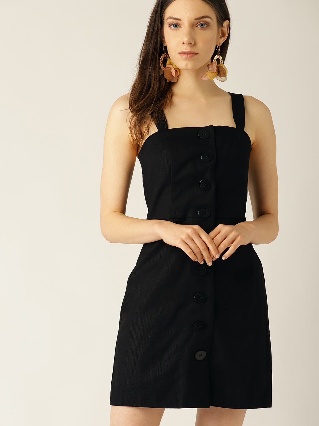 

MANGO Women Black Solid A-Line Dress