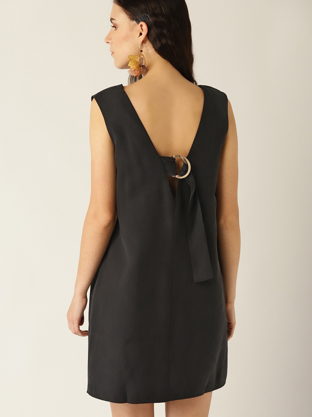 

MANGO Women Black Solid Sheath Dress