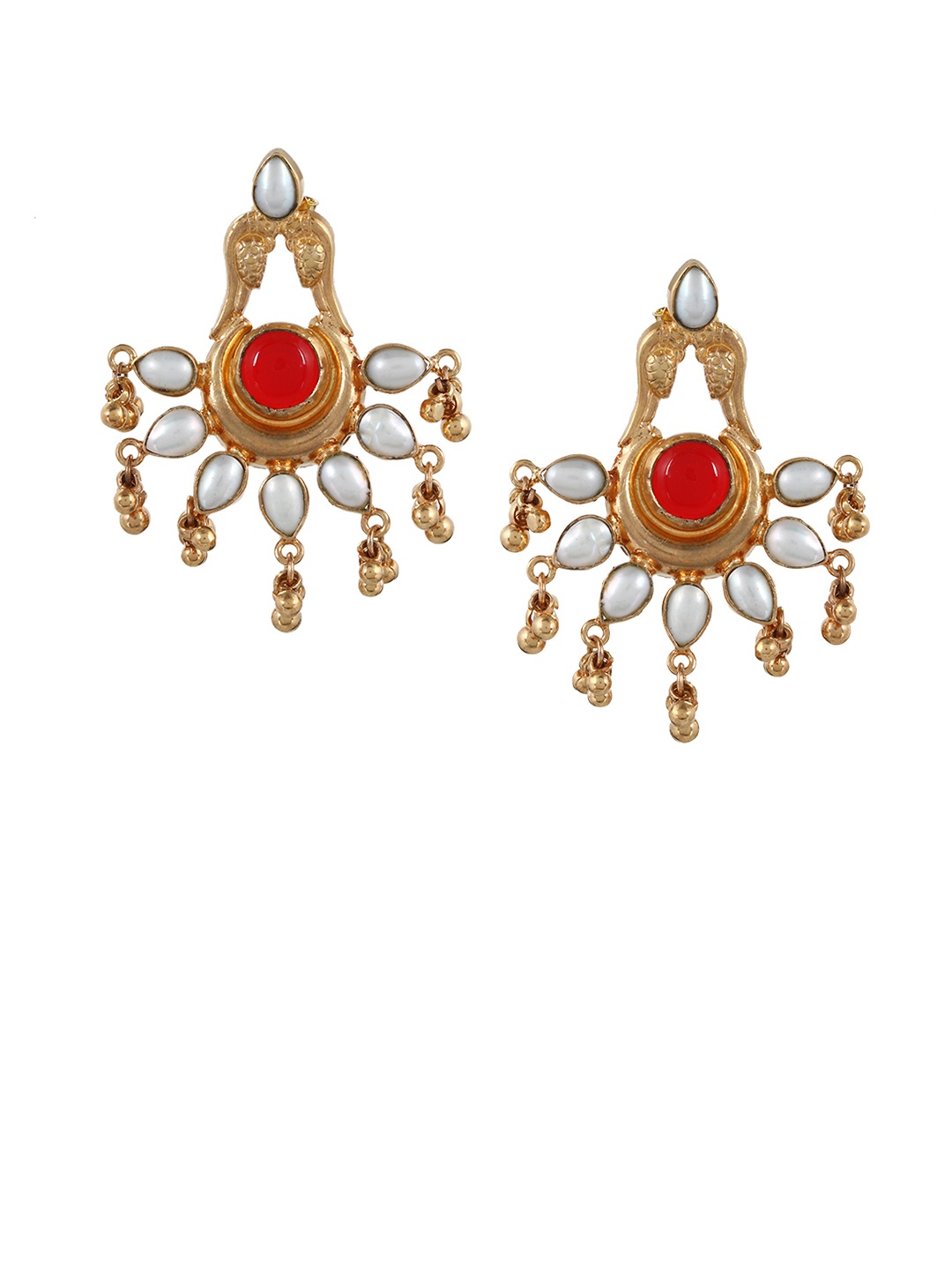 

Silvermerc Designs Women Red & Gold-Plated Sterling Silver Handcrafted Drop Earings