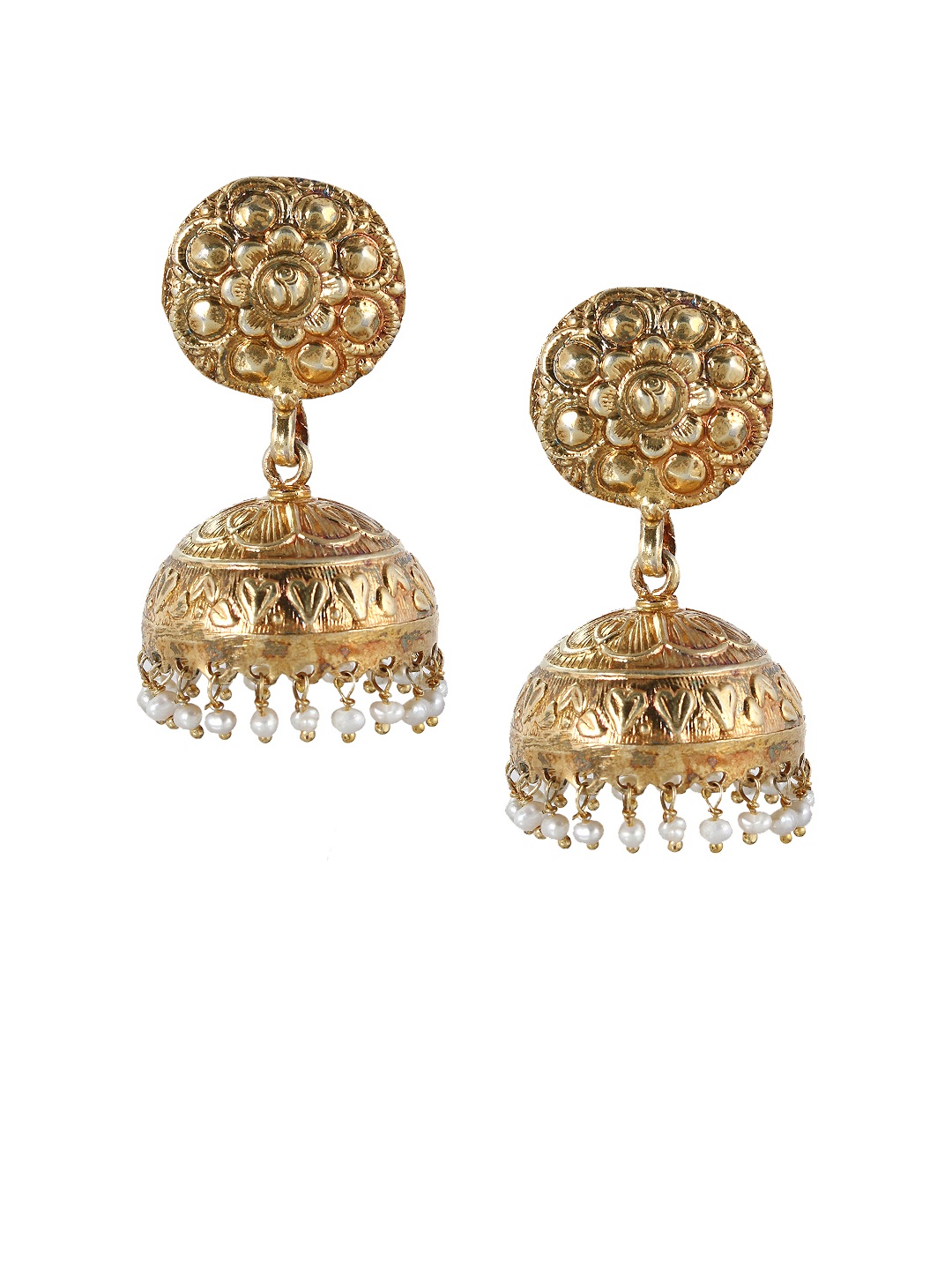 

Silvermerc Designs Women White & Gold-Plated Sterling Silver Handcrafted Jhumkas