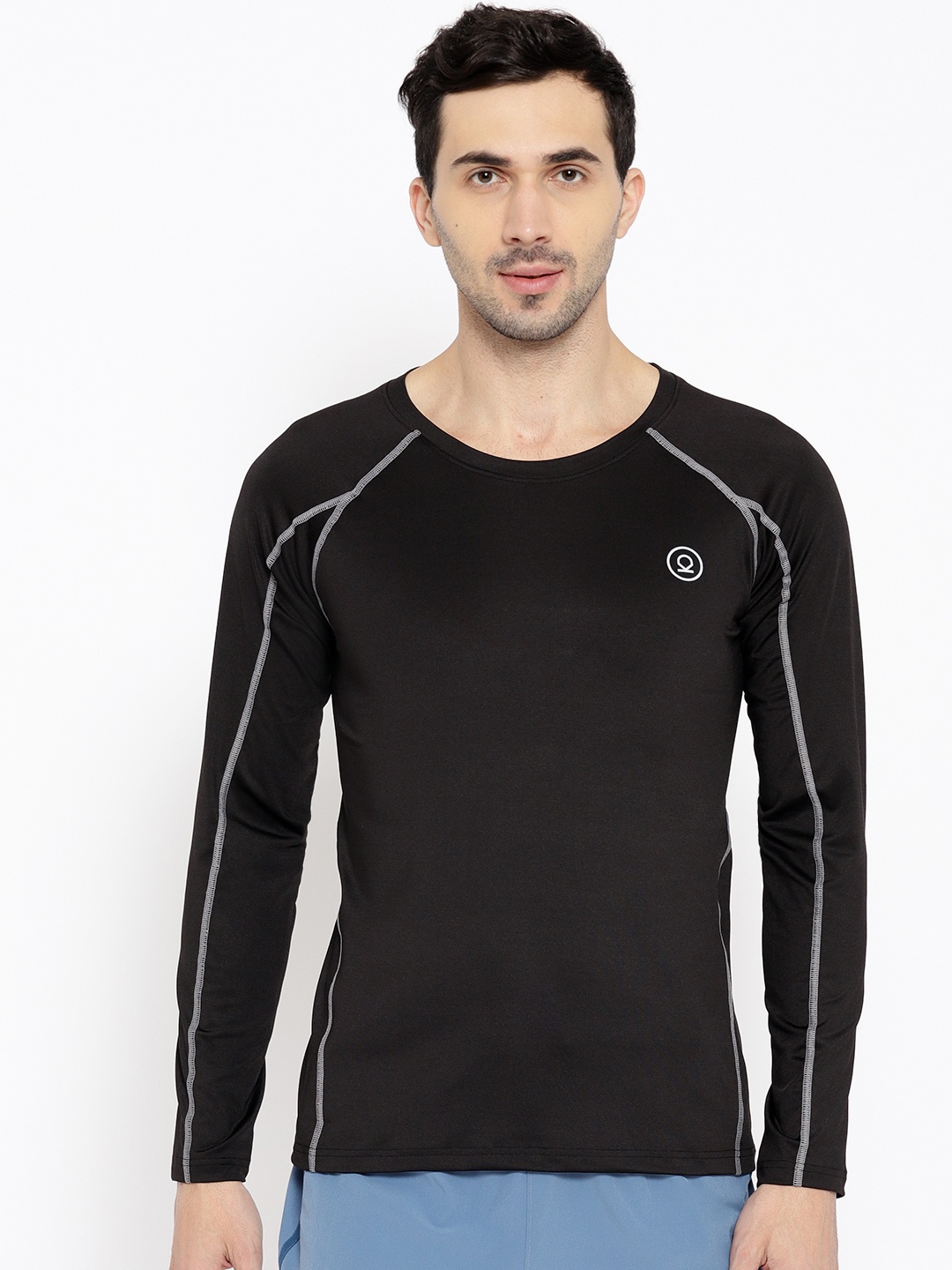 

Chkokko Men Black Solid Round Neck Training T-shirt