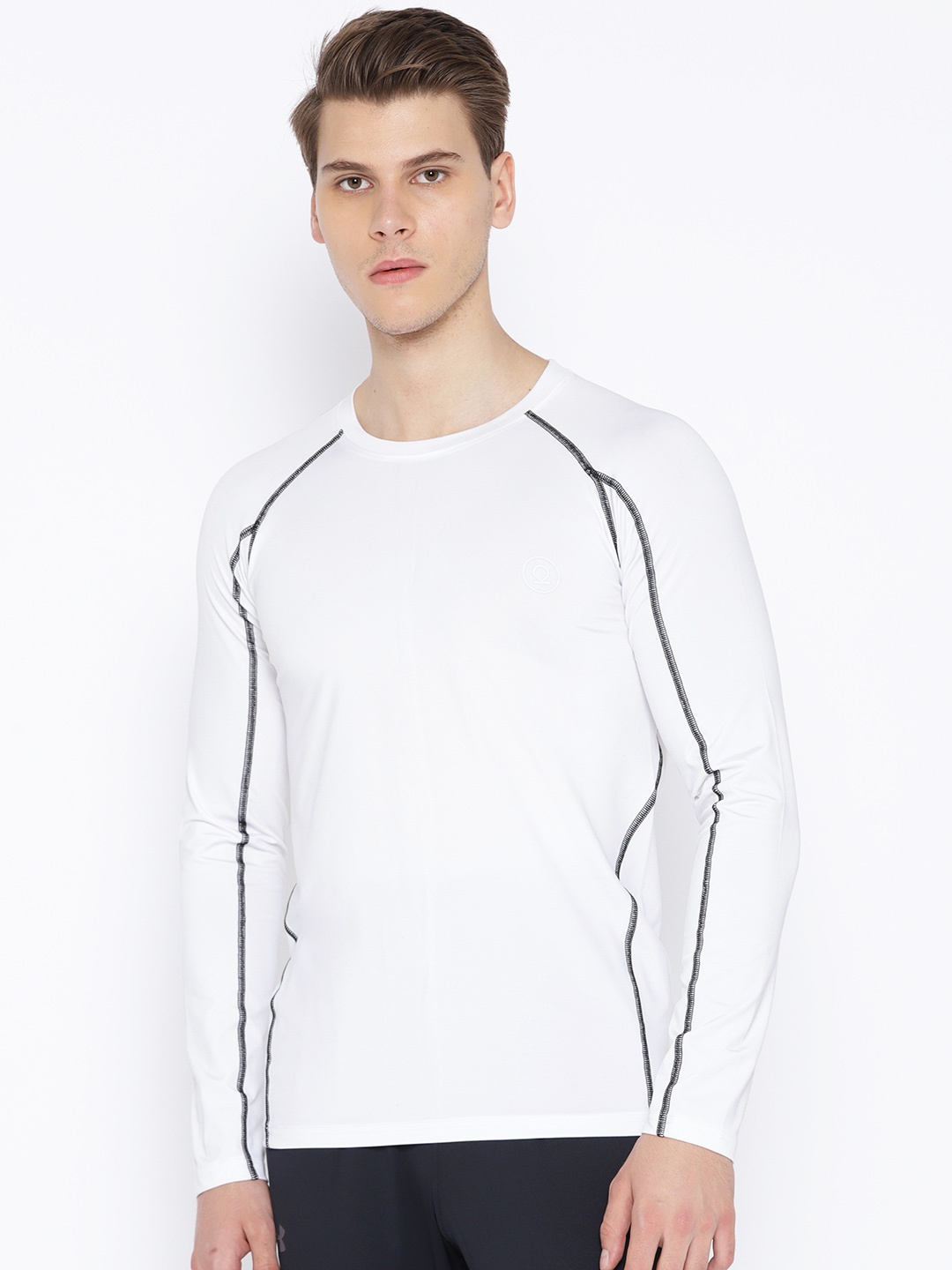 

Chkokko Men White Solid Round Neck Training T-shirt