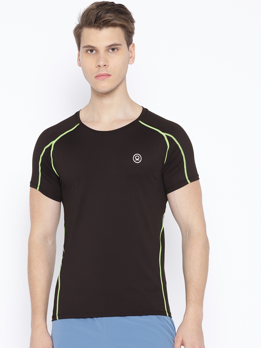 

Chkokko Men Black Solid Round Neck Training T-shirt