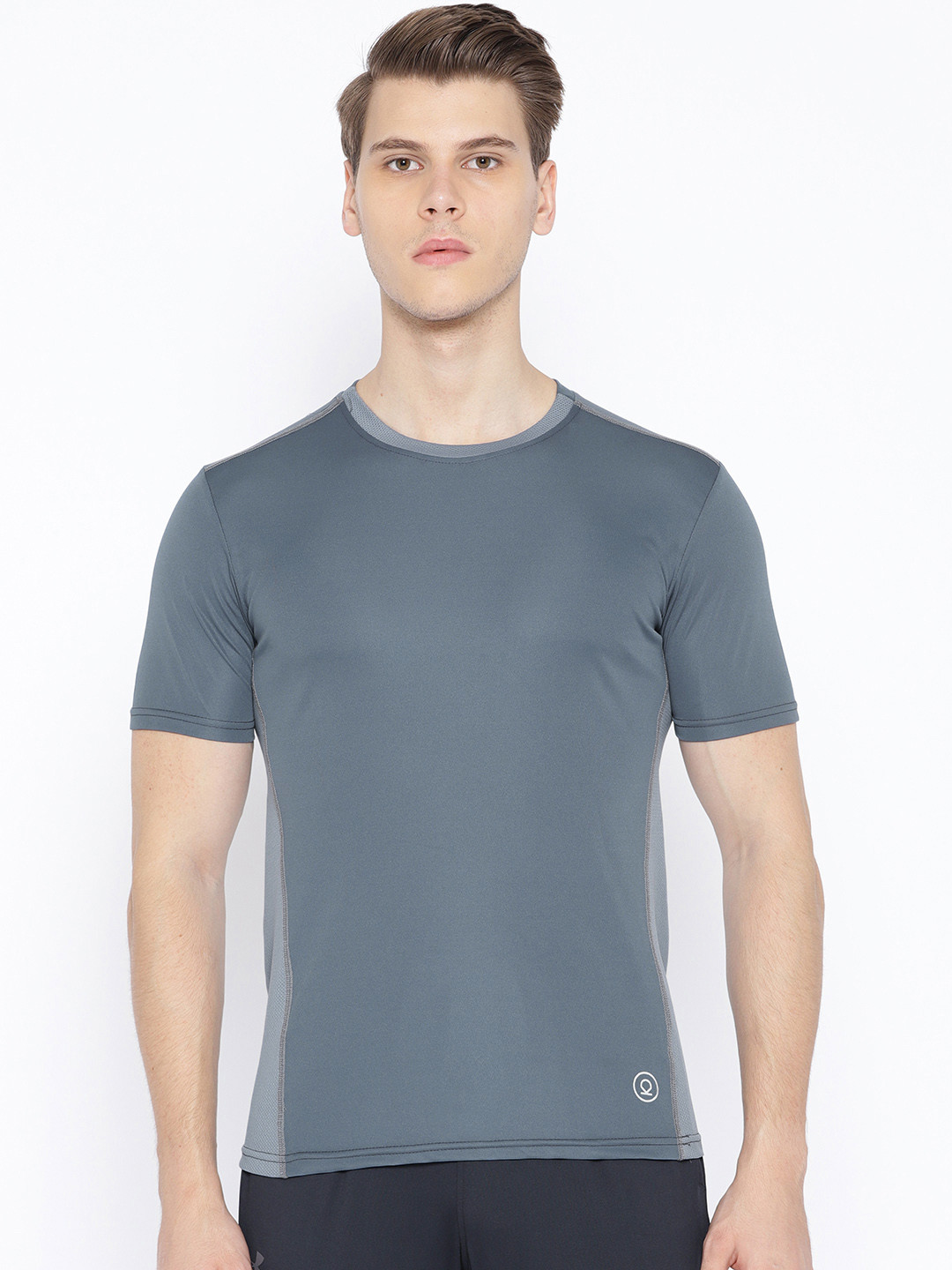 

Chkokko Men Grey Solid Round Neck Training T-shirt