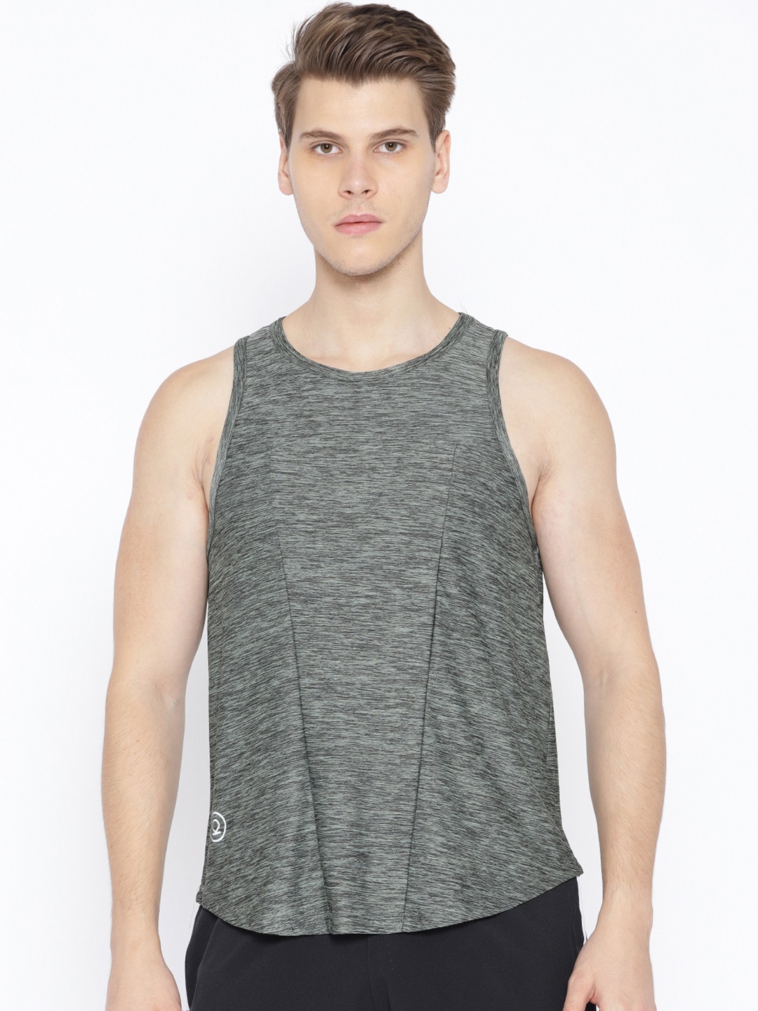 

Chkokko Men Olive Green Solid Round Neck Training T-shirt