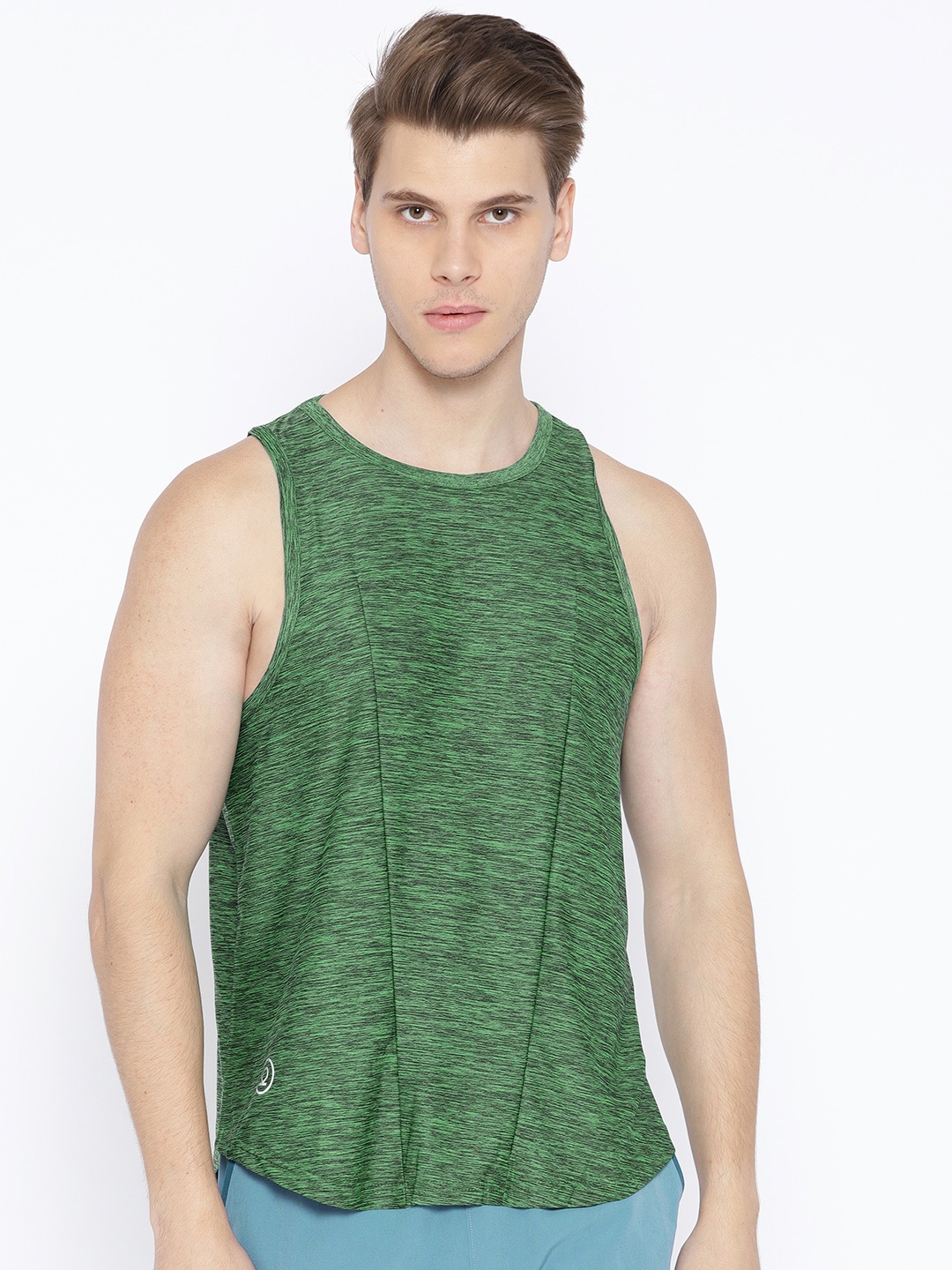

CHKOKKO Men Green & Black Solid Round Neck Training T-shirt