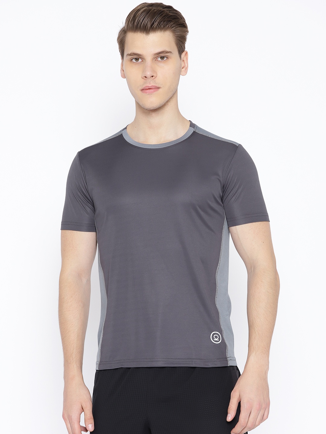 

Chkokko Men Grey Solid Round Neck Training T-shirt
