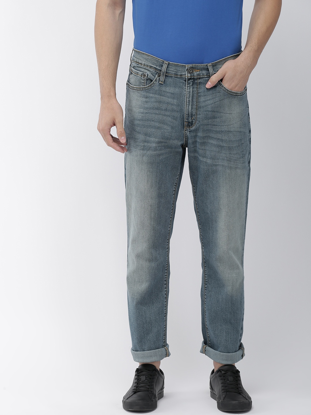 

Denizen From Levis Men Blue Regular Fit Mid-Rise Clean Look Stretchable Jeans