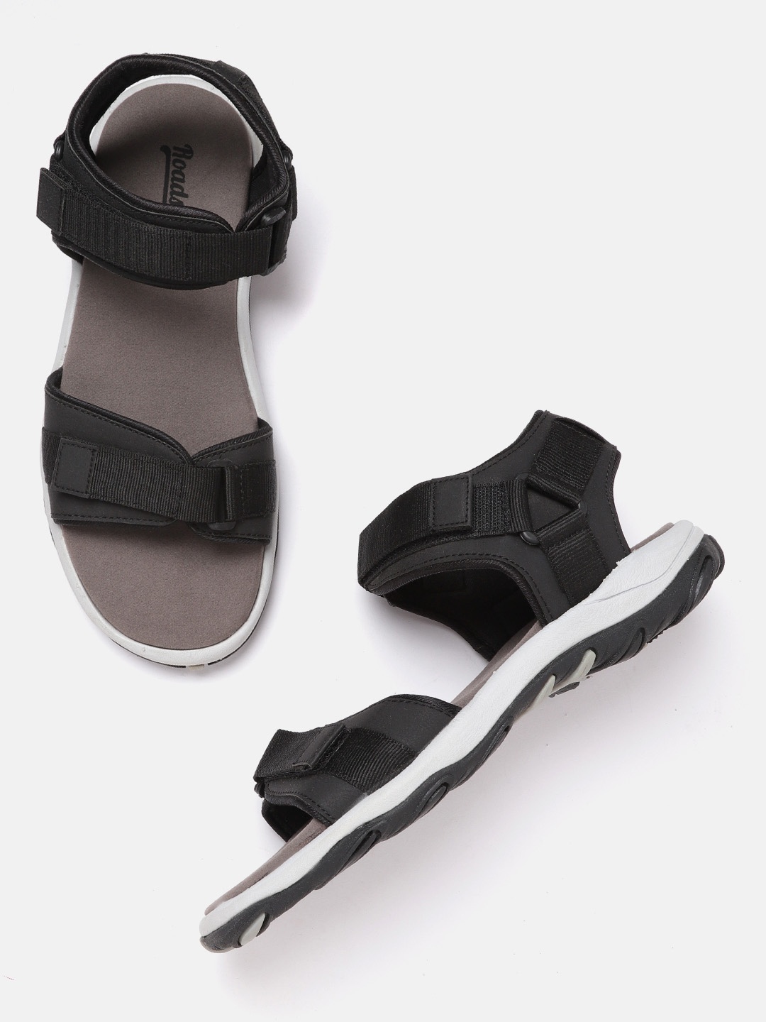 

Roadster Men Black Solid Sports Sandals