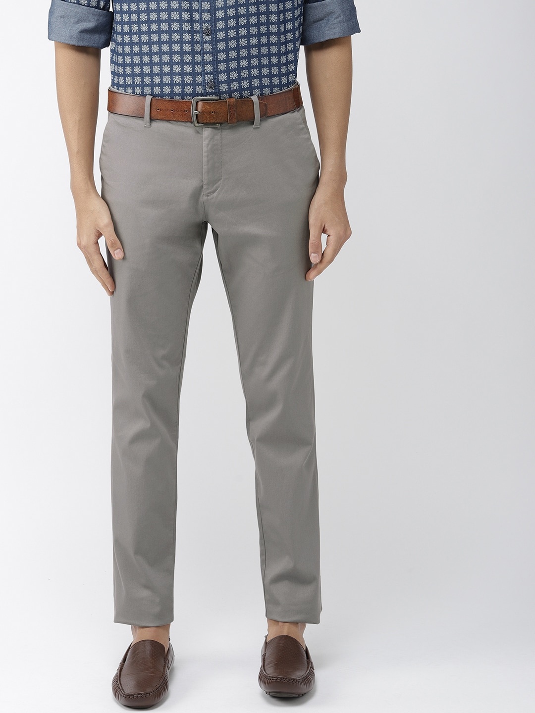 

Indian Terrain Men Grey Urban Tapered Fit Solid Regular Smart Casual Trousers