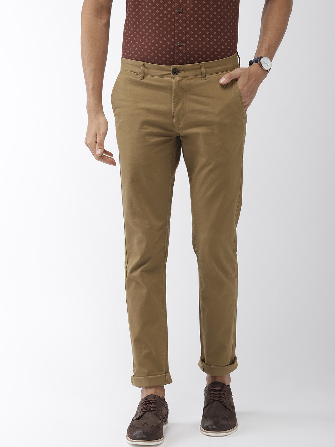 

Indian Terrain Men Brown Brooklyn Slim Fit Solid Chinos