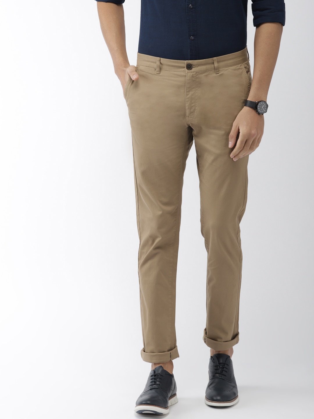 

Indian Terrain Men Khaki Brooklyn Slim Fit Solid Chinos