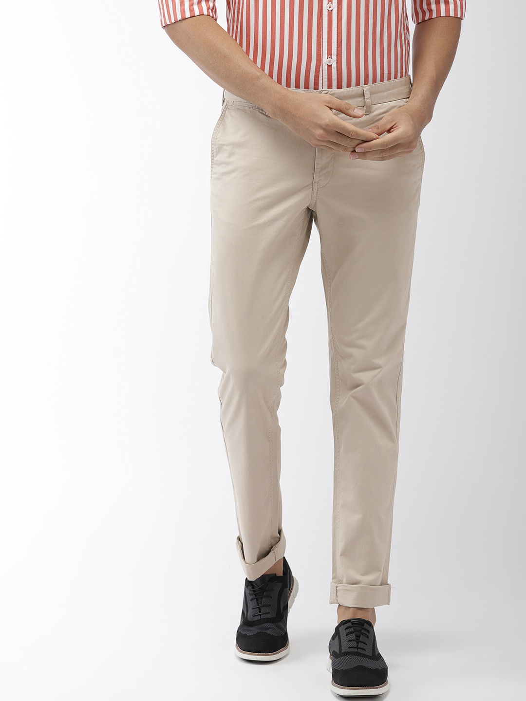 

Indian Terrain Men Grey Brooklyn Slim Fit Solid Chinos