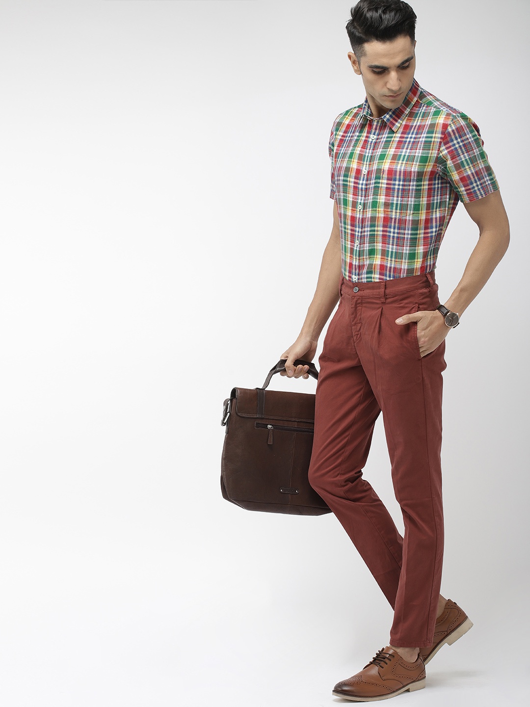 

Indian Terrain Men Multicoloured Slim Fit Checked Smart Casual Shirt, Multi