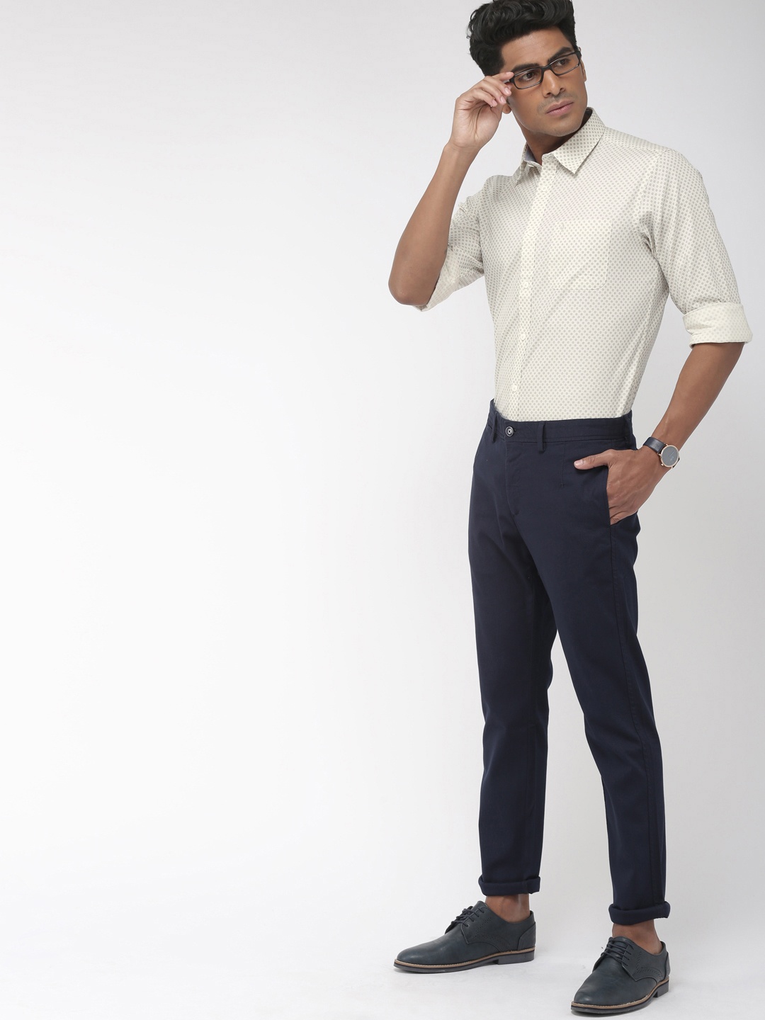 

Indian Terrain Men Off-White Slim Fit Printed Casual Shirt