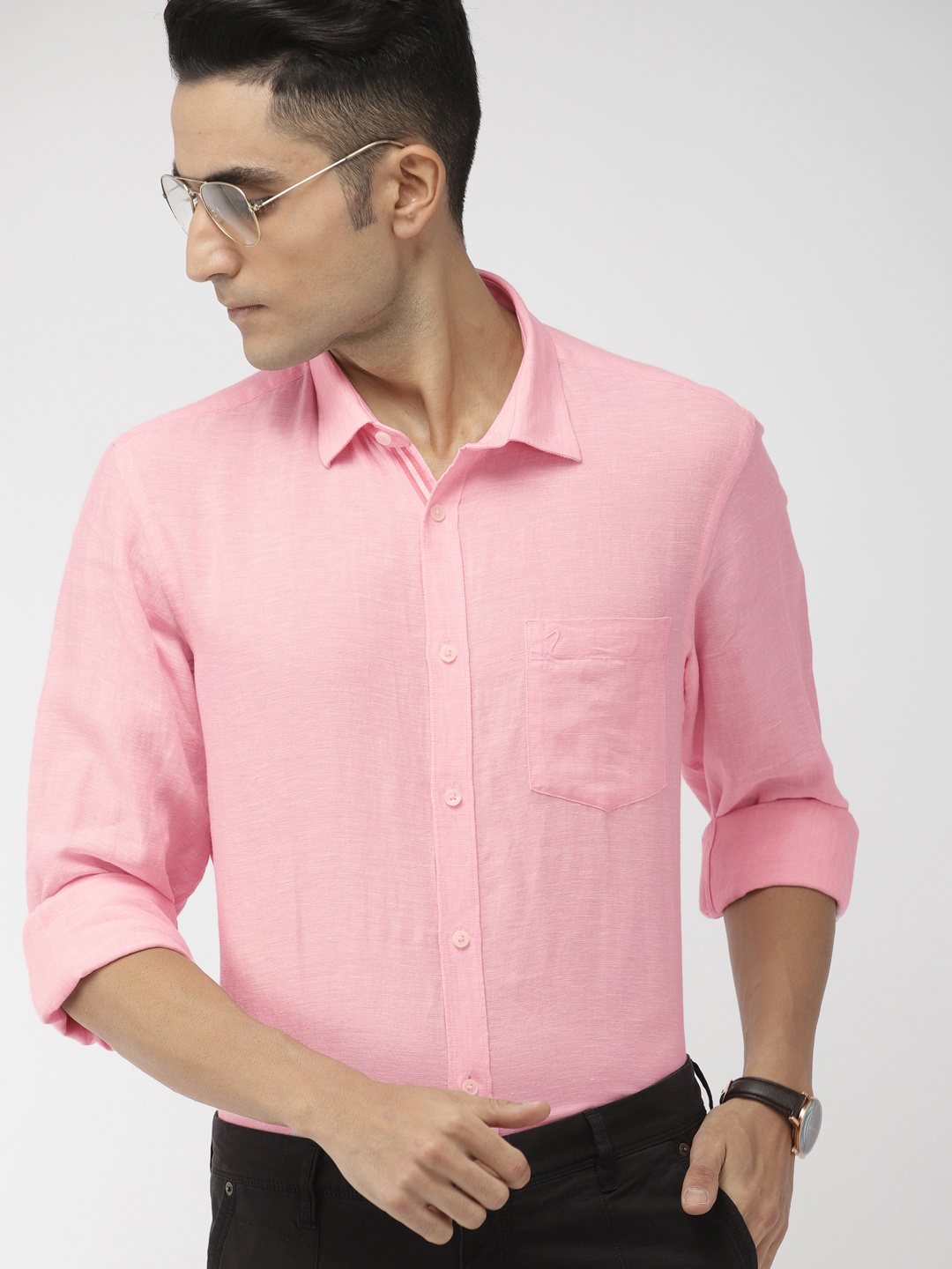 

Indian Terrain Men Pink Slim Fit Solid Casual Shirt