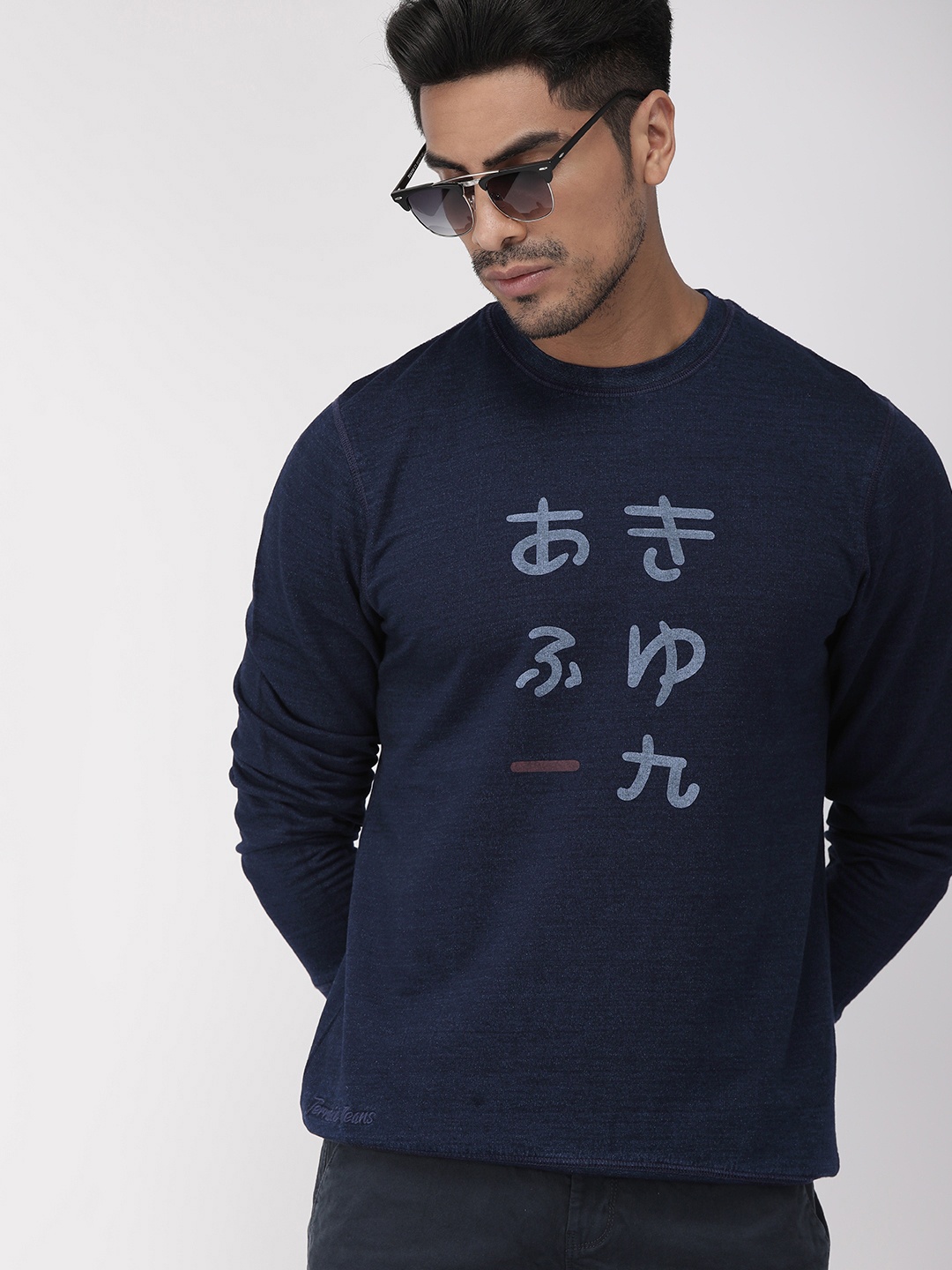 

Indian Terrain Men Navy Blue Printed Sweatshirt