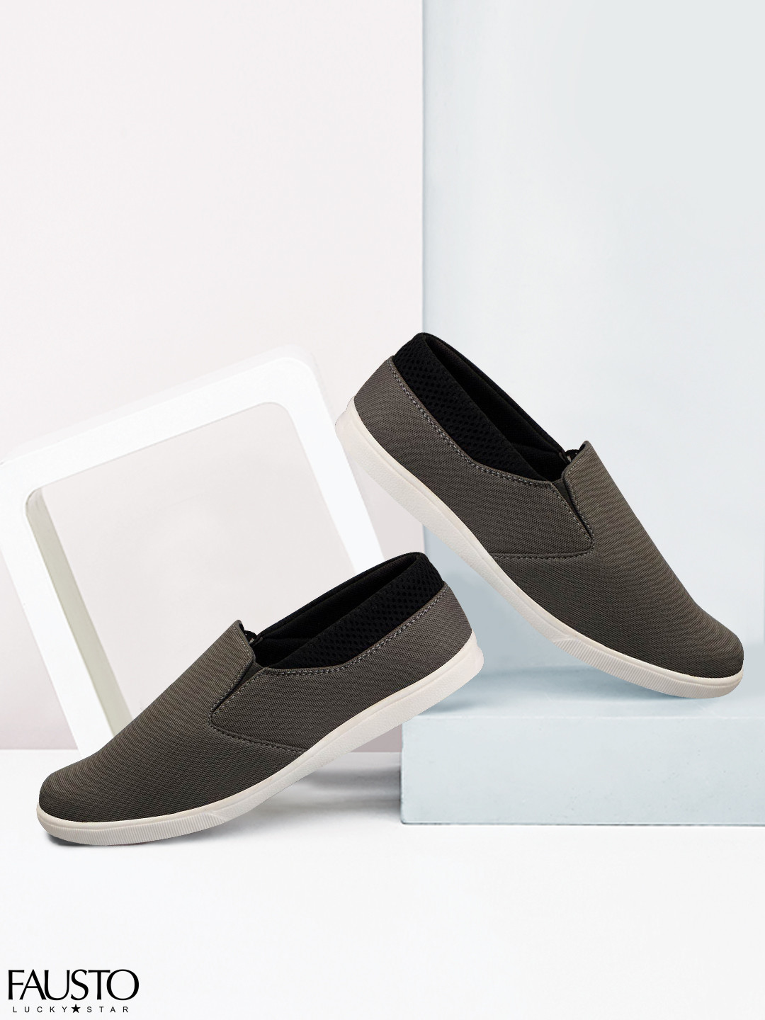 

FAUSTO Men Grey Slip-On Sneakers