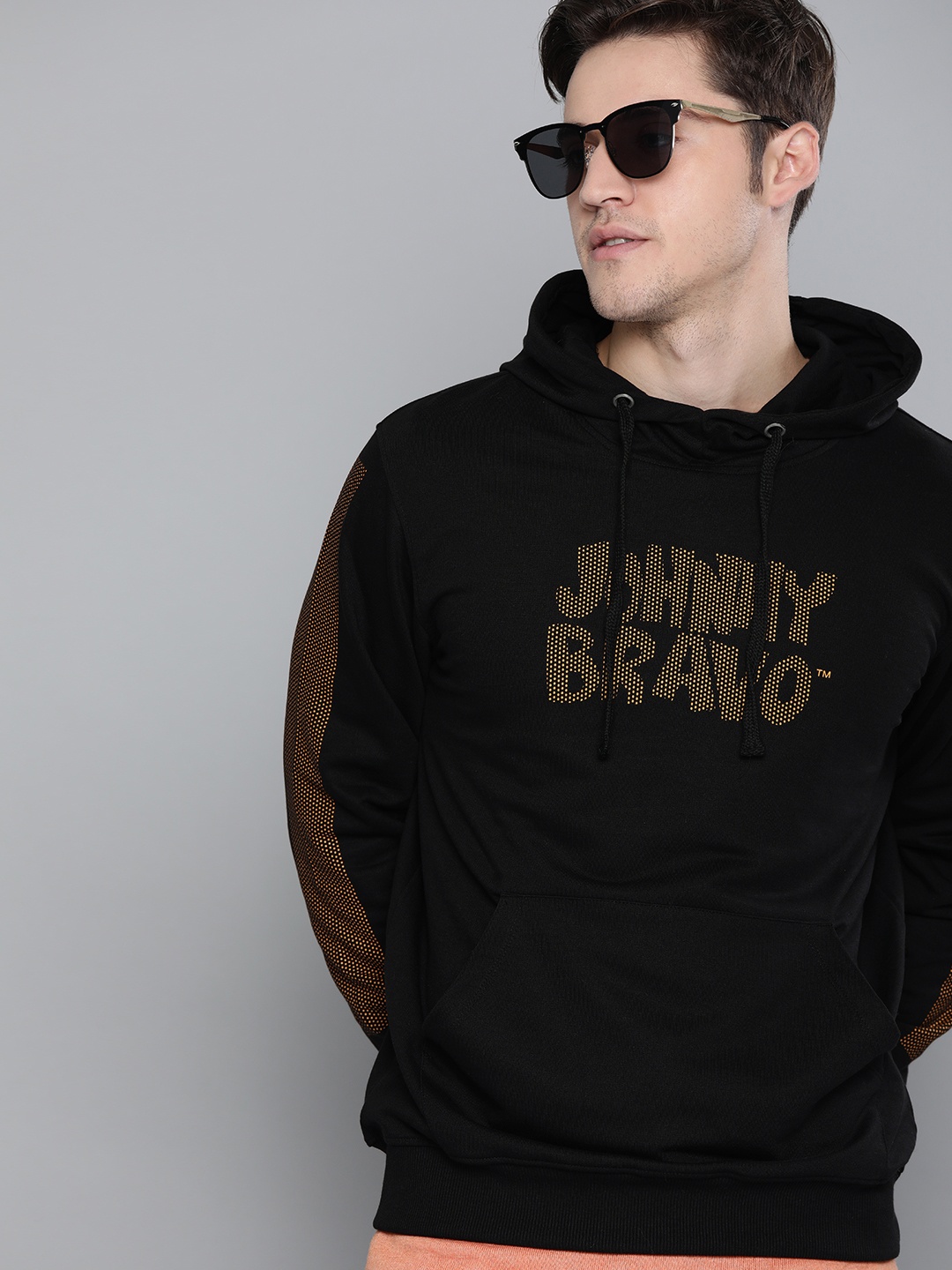 

Johnny Bravo by Kook N Keech Men Black Printed Hooded Sweatshirt