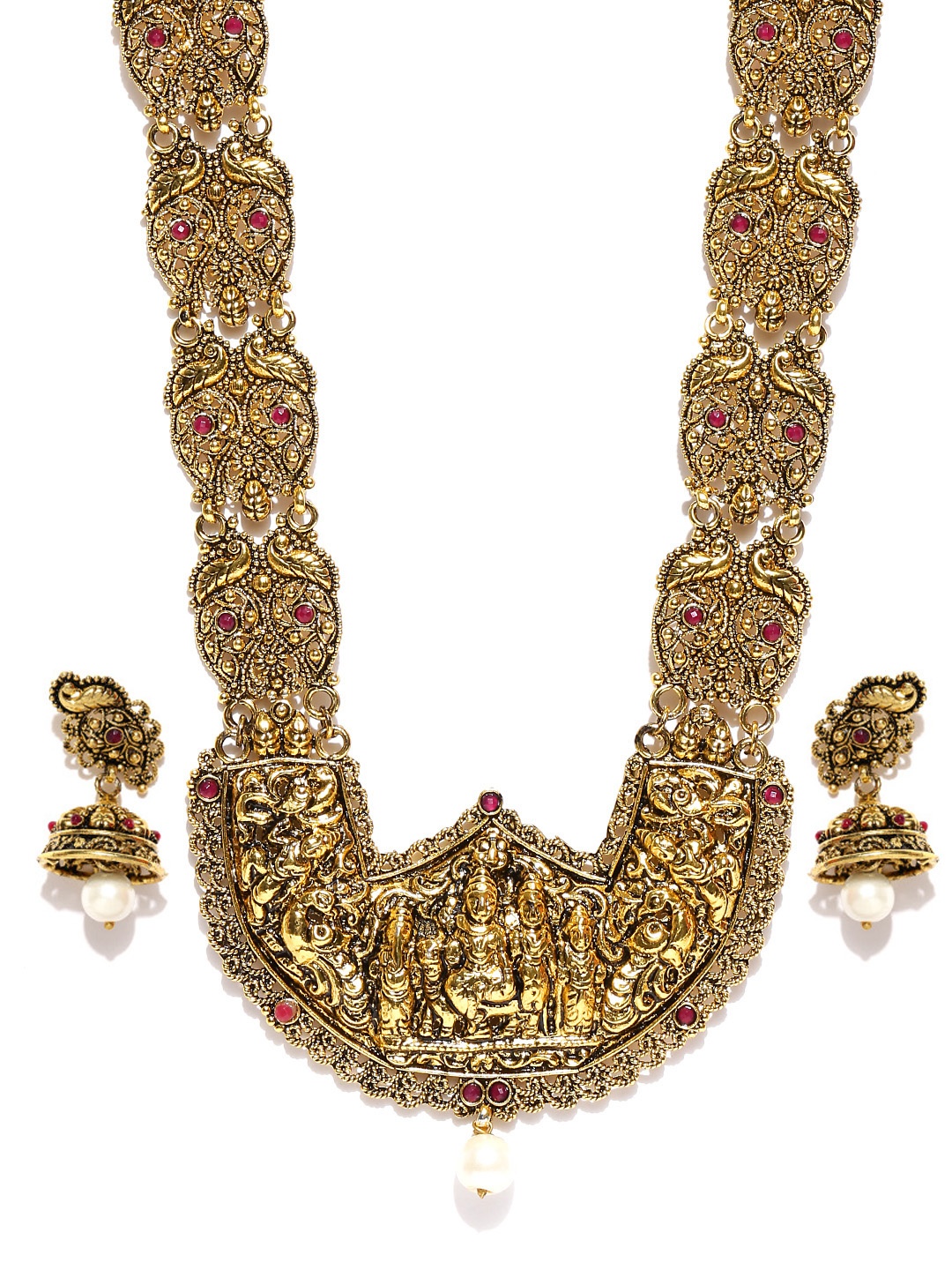 

Zaveri Pearls Gold-Toned Temple Jewellery Set