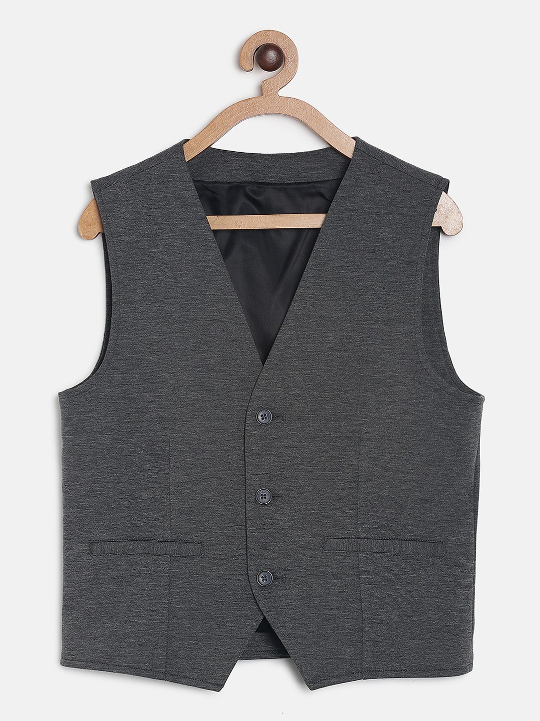 

Indian Terrain Boys Dark Grey Solid Waistcoat