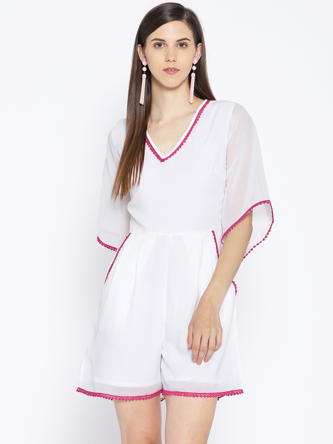 

Karmic Vision Women White Solid Playsuit