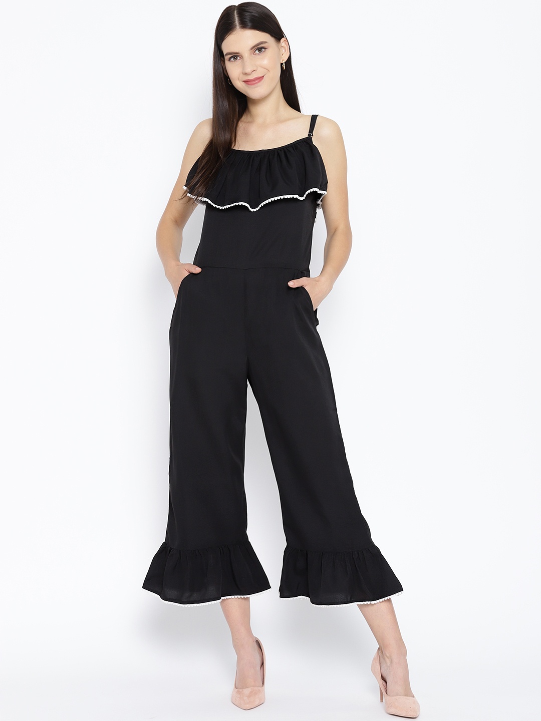

Karmic Vision Women Black Solid Basic Jumpsuit