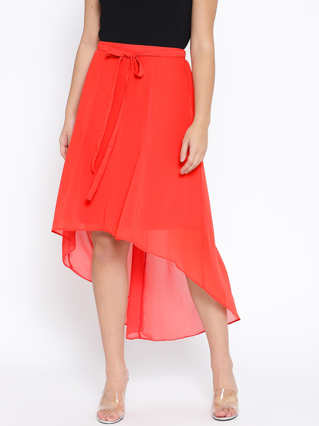 

Karmic Vision Women Red Solid A-Line Skirt