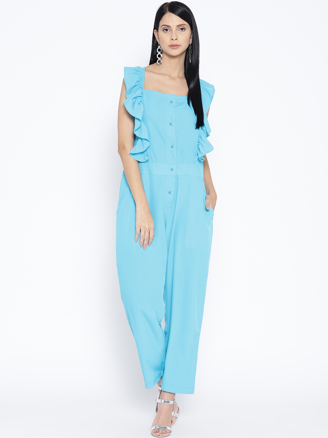 

Karmic Vision Women Blue Solid Basic Jumpsuit