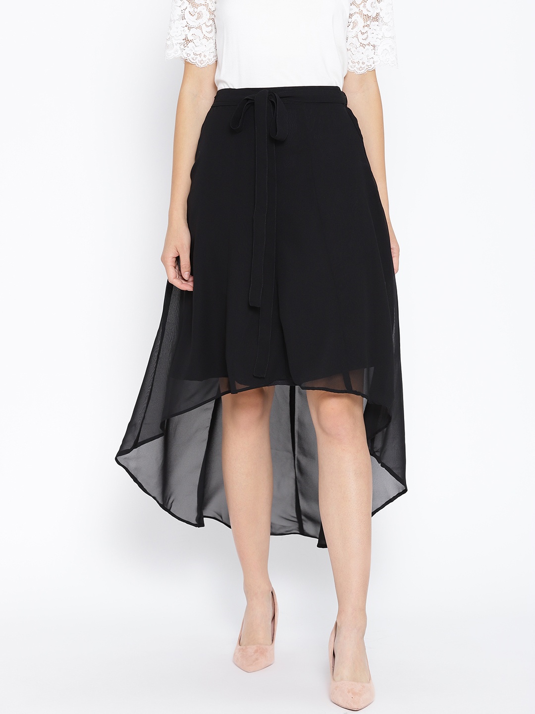 

Karmic Vision Black Midi A-Line Skirt