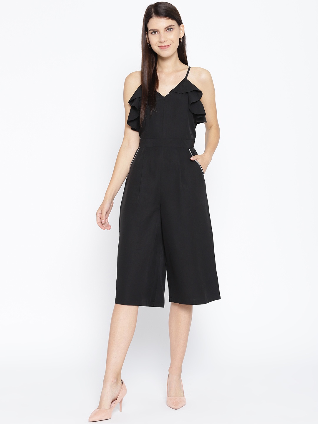 

Karmic Vision Women Black Solid Culotte Jumpsuit