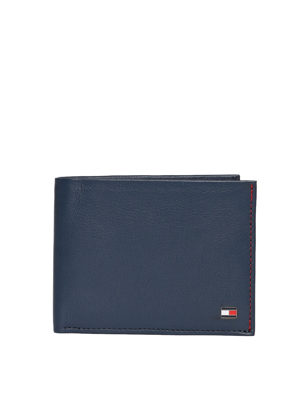 

Tommy Hilfiger Men Navy Blue Solid Two Fold Leather Wallet