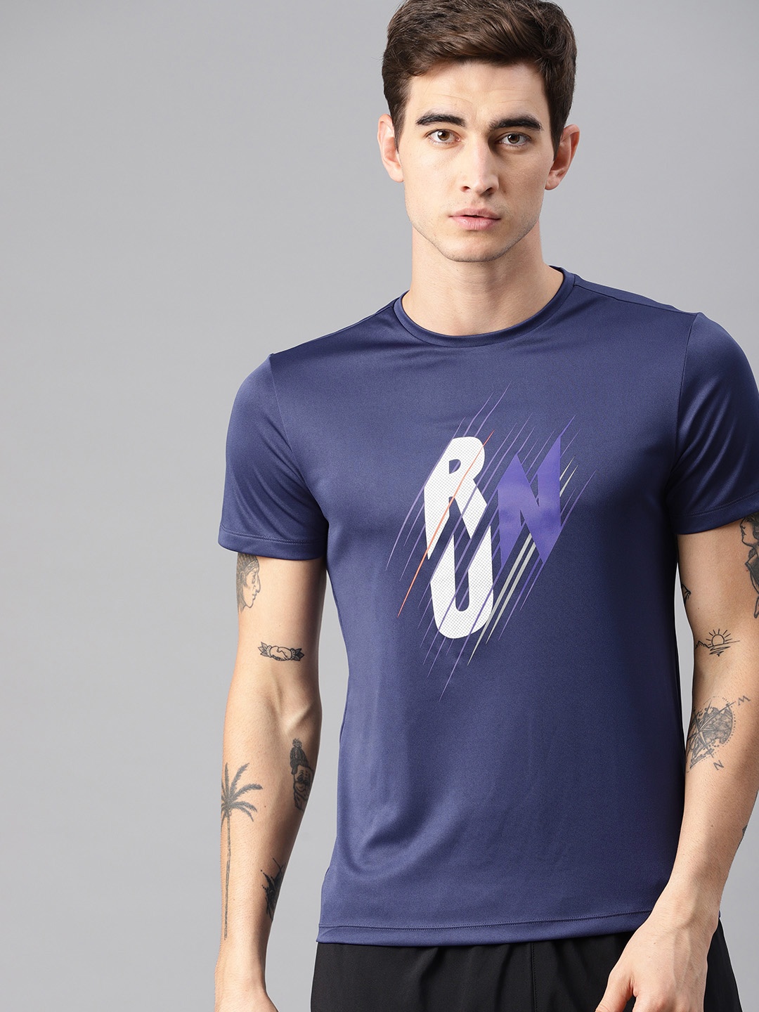 

HRX by Hrithik Roshan Ultralyte Men Navy Blue Running Regular Fit T-shirt