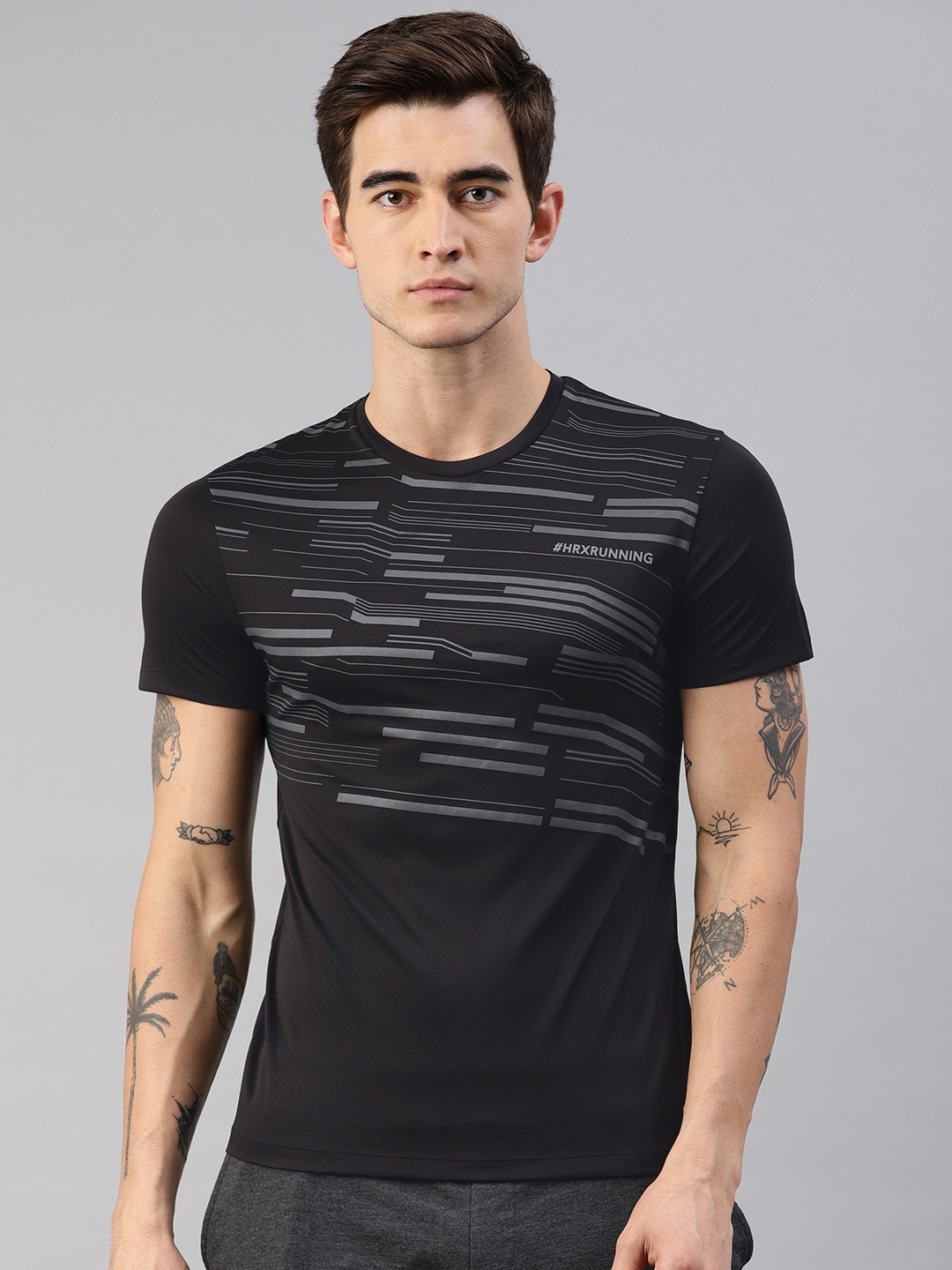 

HRX by Hrithik Roshan Men Black Printed Rapid Dry Lightweight Regular Fit Running T-shirt
