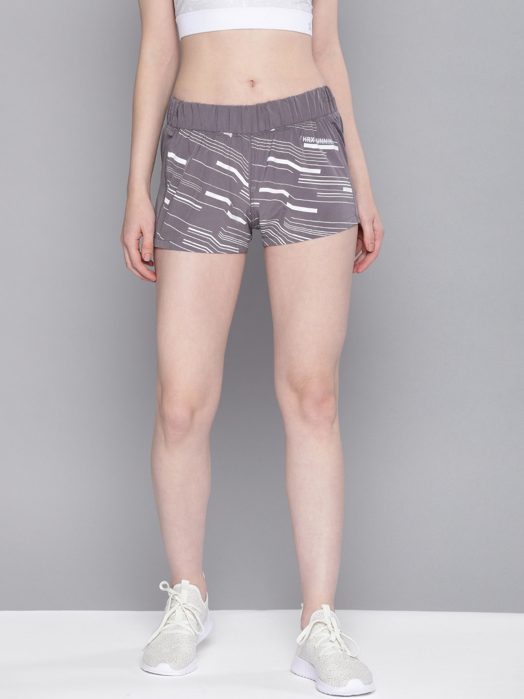 

HRX by Hrithik Roshan Women Purple & White Printed Regular Fit Rapid-Dry Running Shorts