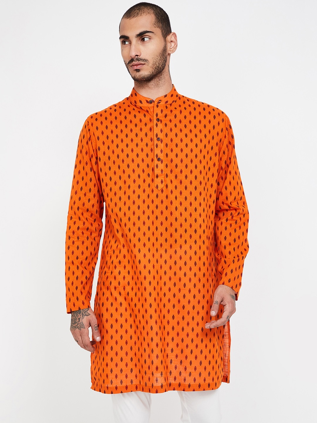 

Melange by Lifestyle Men Orange Printed Straight Kurta