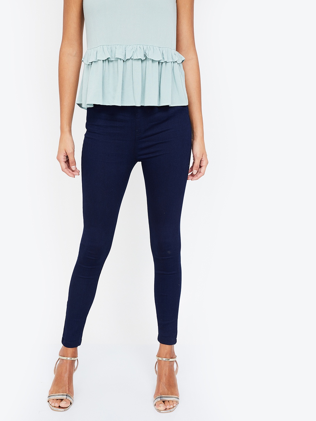 

Ginger by Lifestyle Women Navy Blue Solid Regular Fit Jeggings
