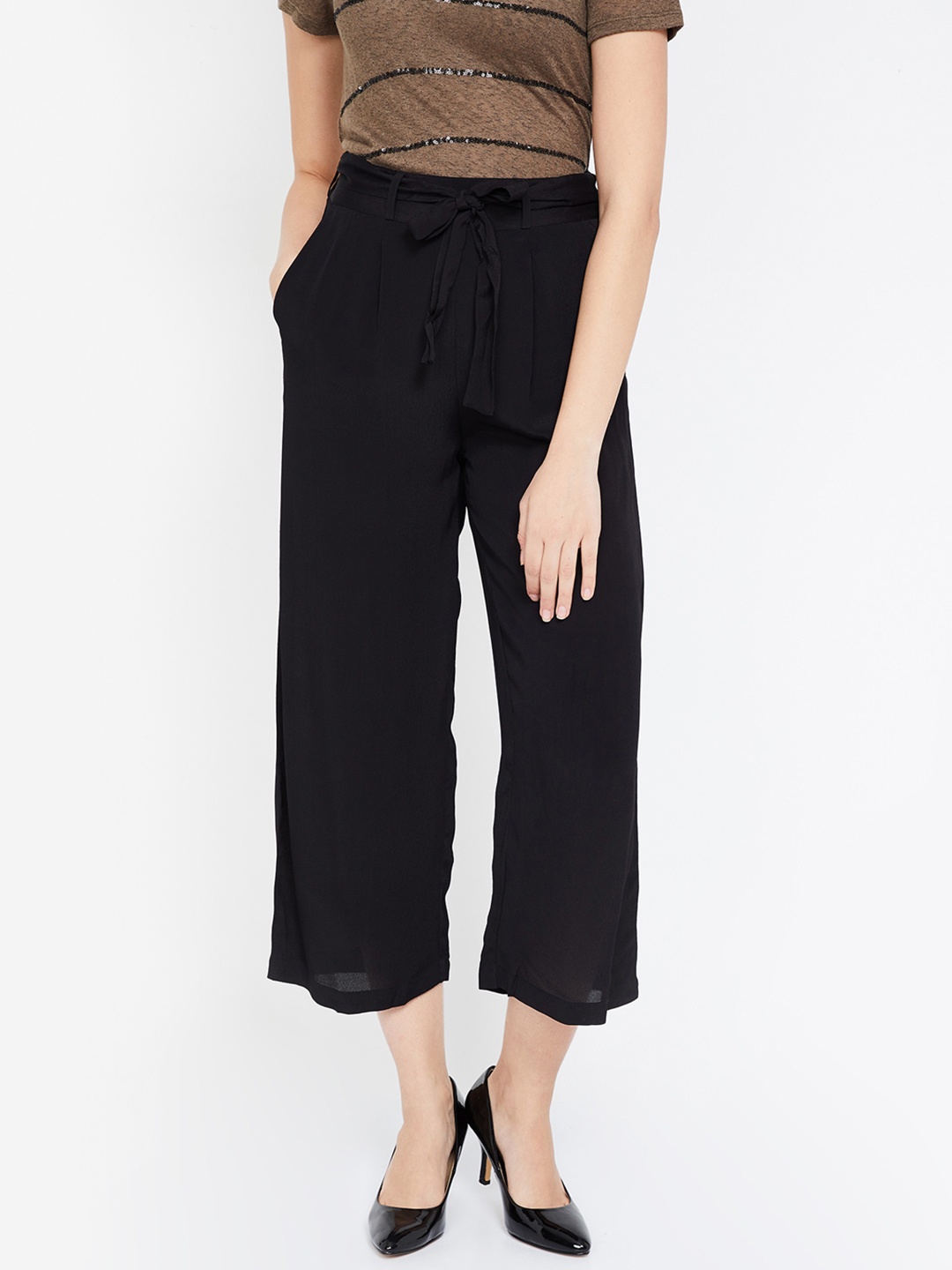 

Ginger by Lifestyle Women Black Regular Fit Solid Peg Trousers