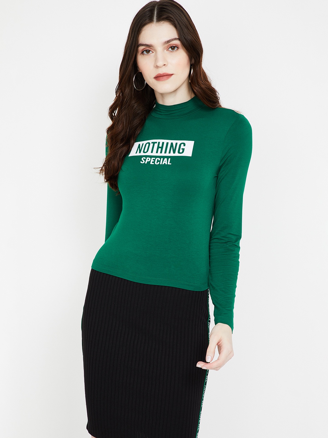 

Ginger by Lifestyle Women Green Printed Round Neck T-shirt