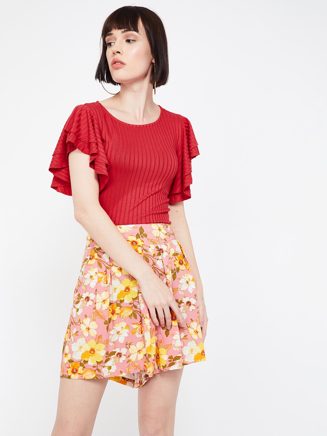

Ginger by Lifestyle Women Red Striped Top
