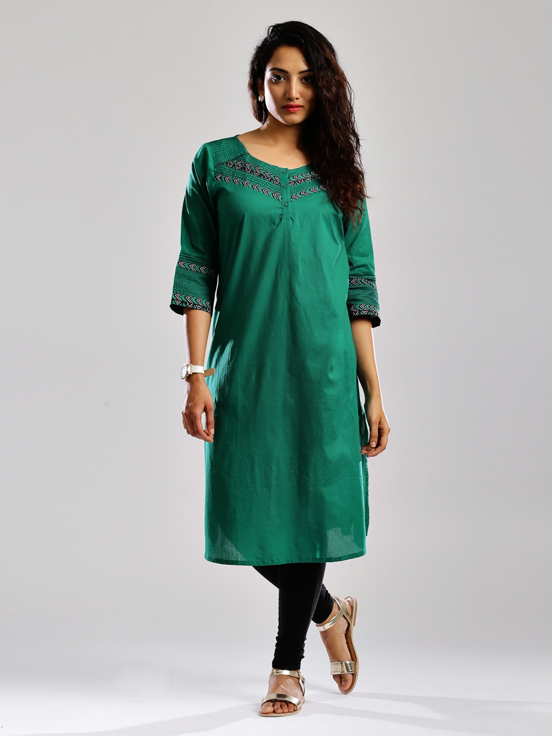 

W Mum's Diary Green A-Line Kurta
