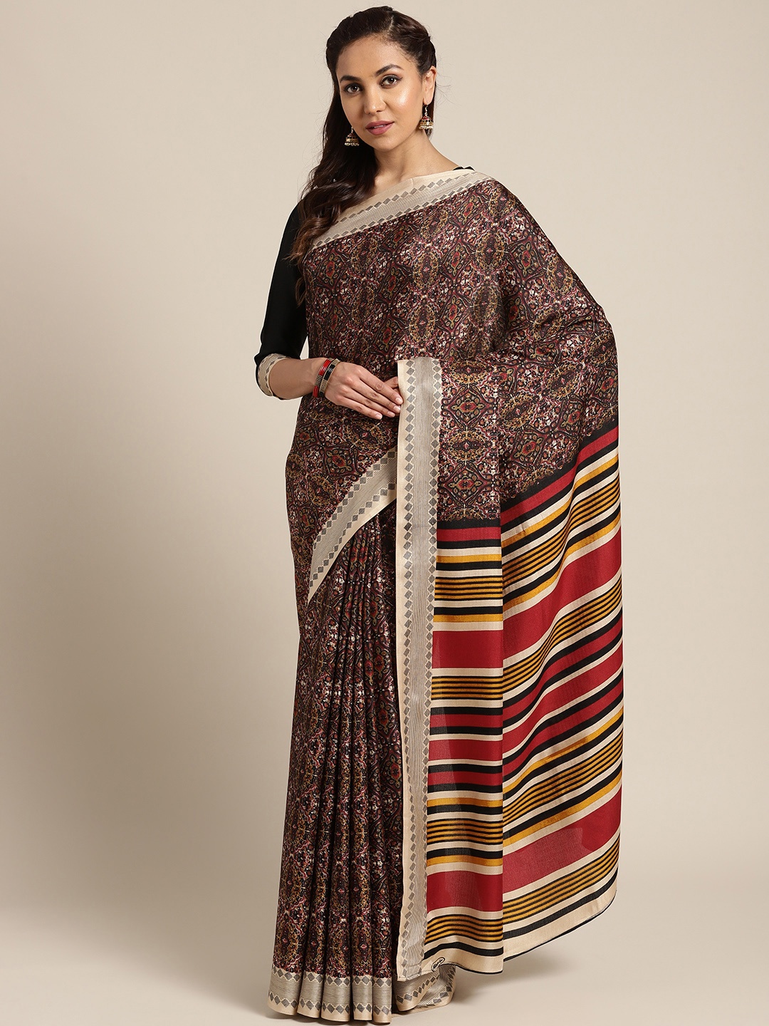 

Saree mall Black & Beige Printed Saree