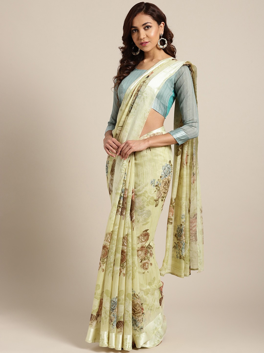 

Saree mall Green & Brown Printed Saree