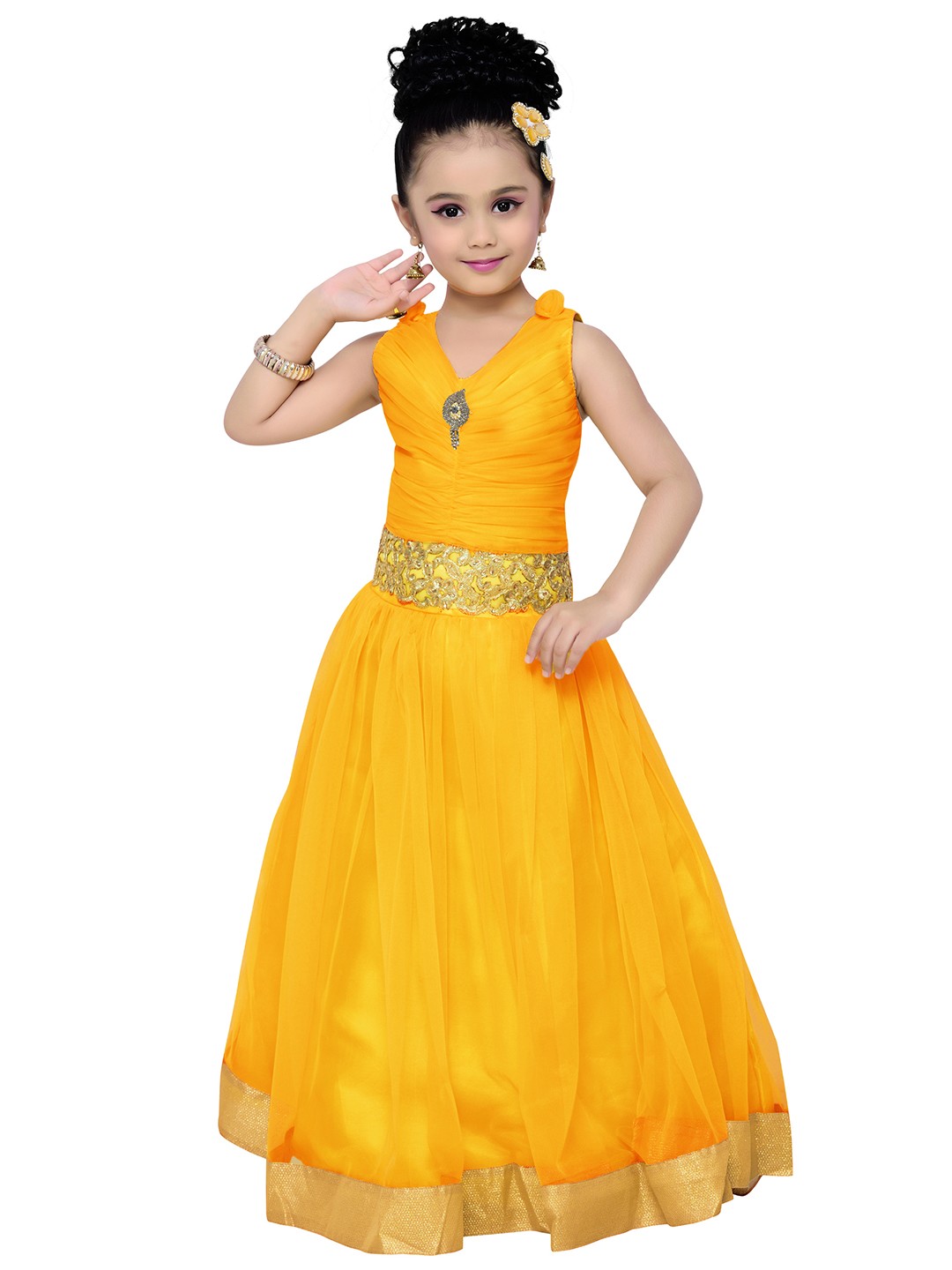 

ADIVA Girls Yellow Fit and Flare Dress