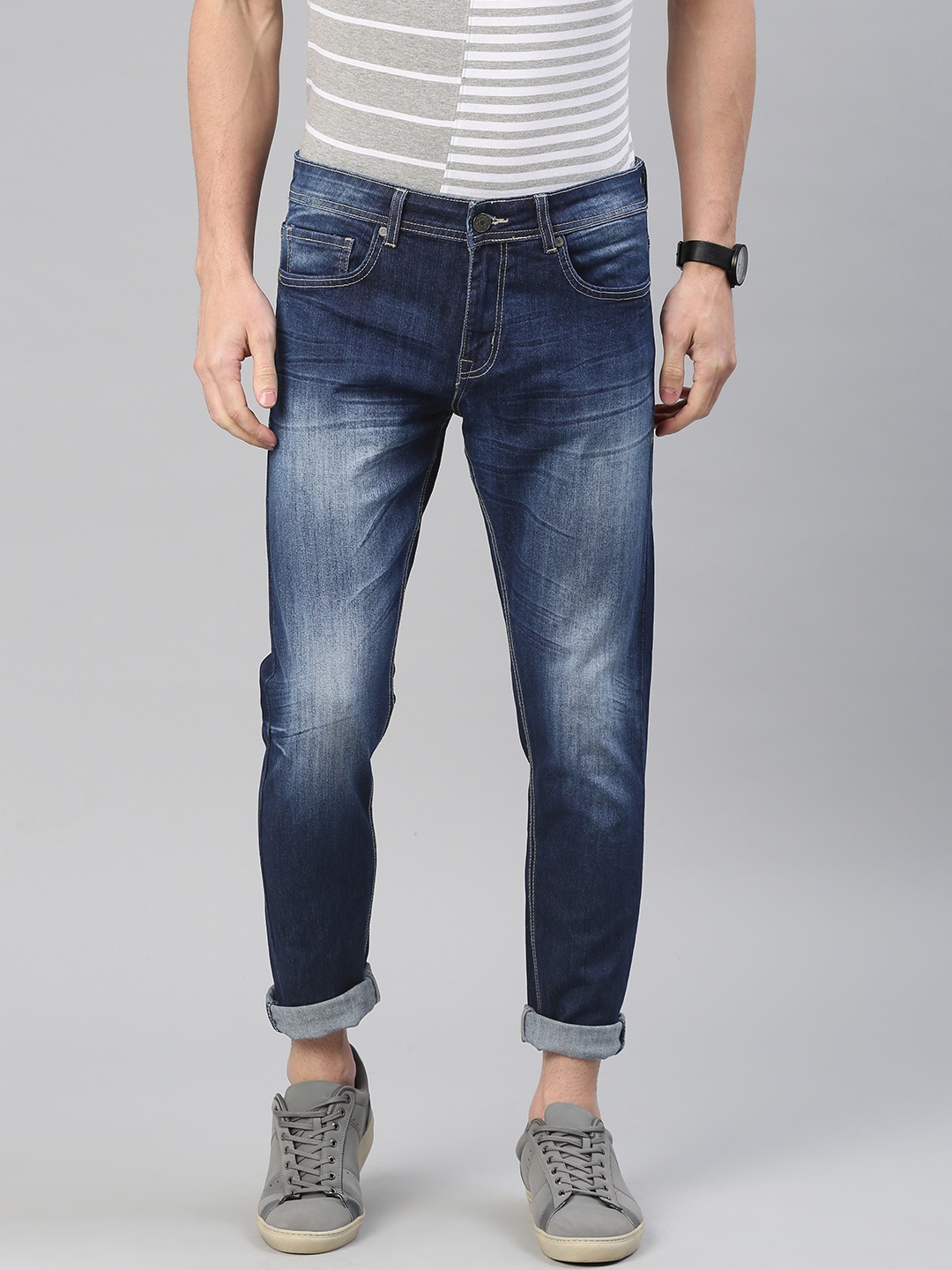 

American Crew Men Blue Slim Fit Mid-Rise Clean Look Stretchable Jeans