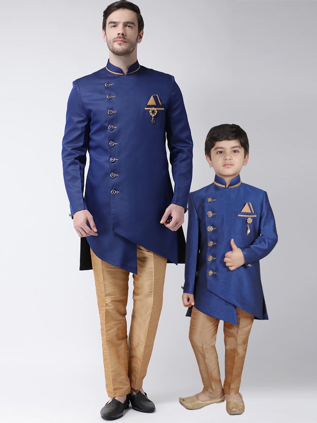 

SG YUVRAJ Boys Blue & Brown Sherwani Set