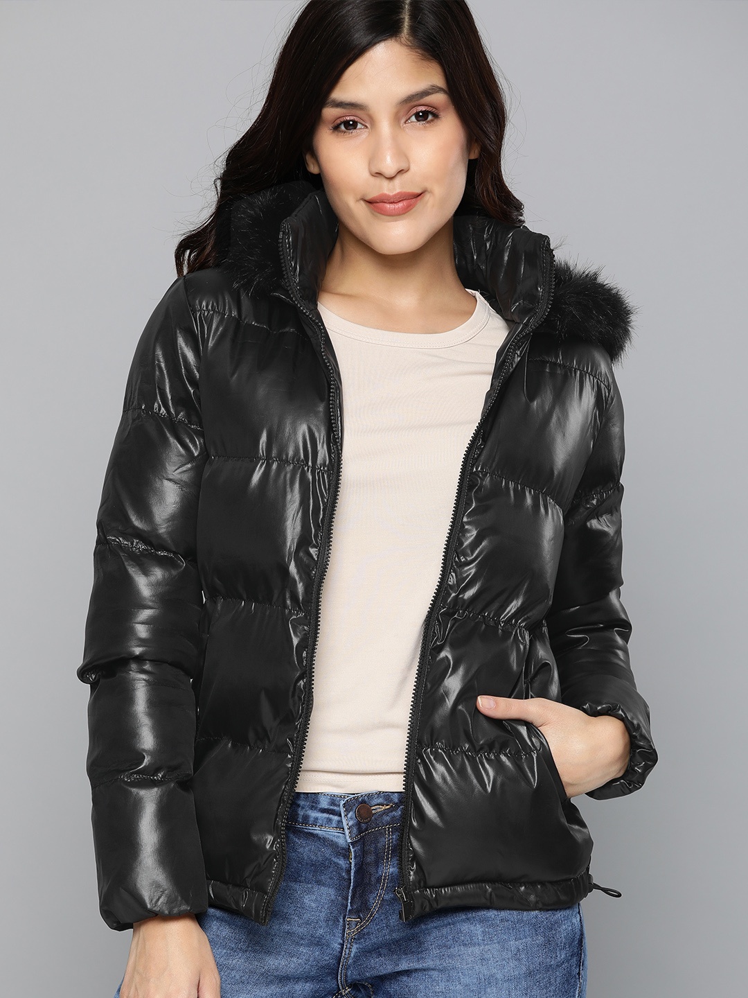 

HERE&NOW Women Black Solid Jacket