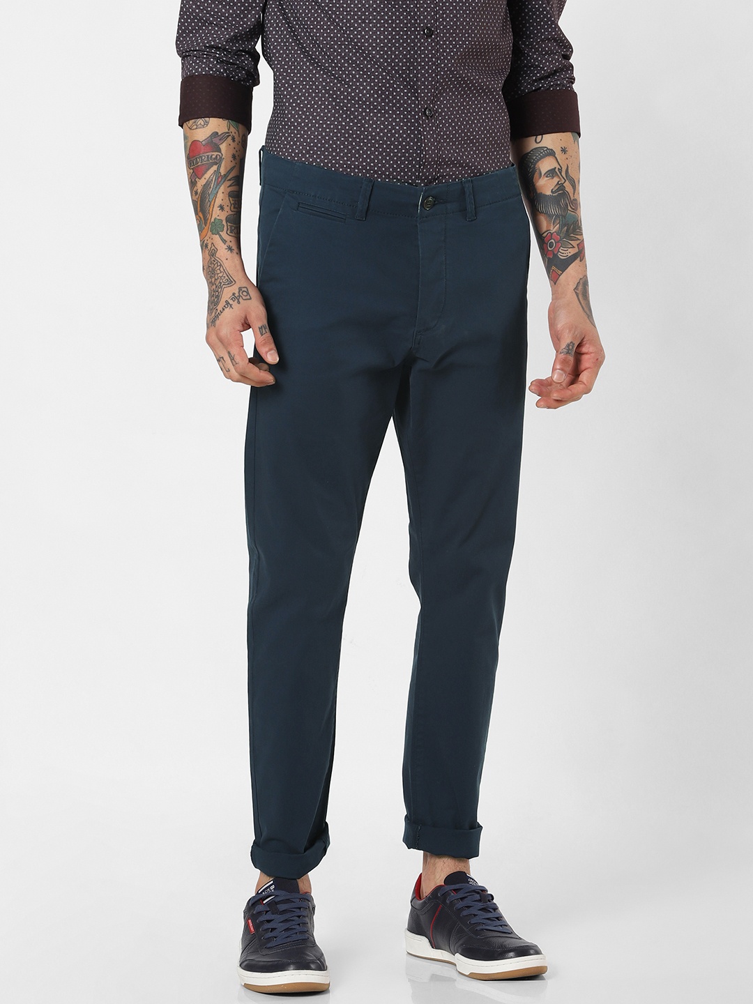 

Jack & Jones Men Navy Blue Marco Slim Fit Chinos