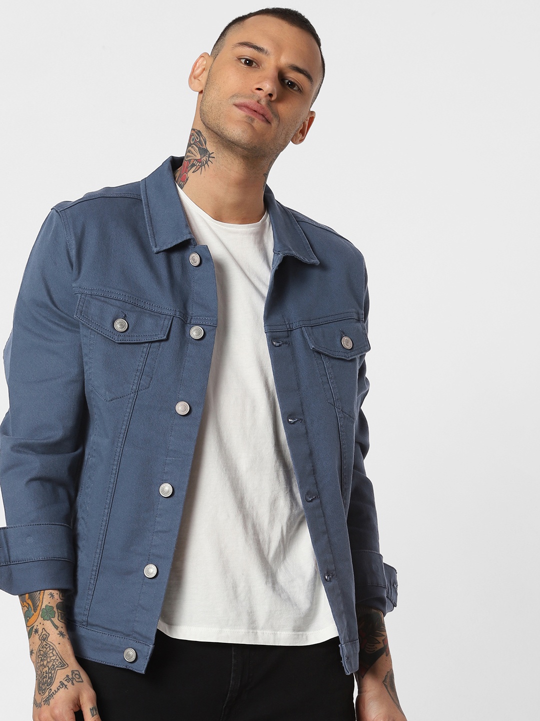 

Jack & Jones Men Blue Solid Denim Jacket