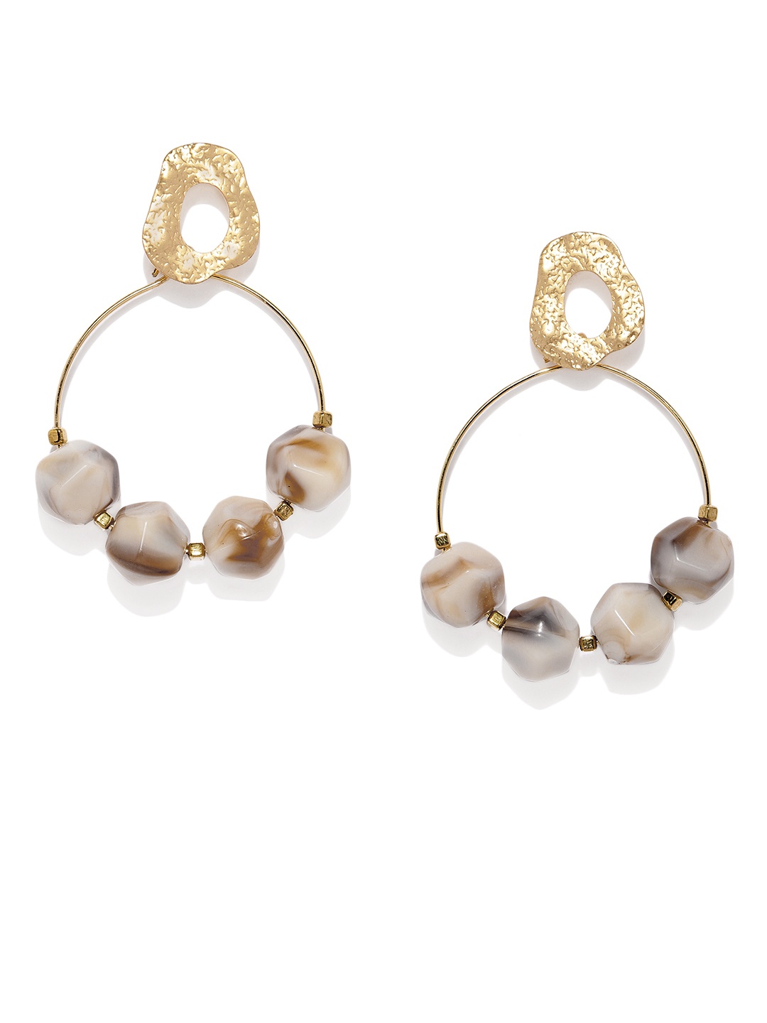 

justpeachy Gold-Toned Beaded Circular Drop Earrings